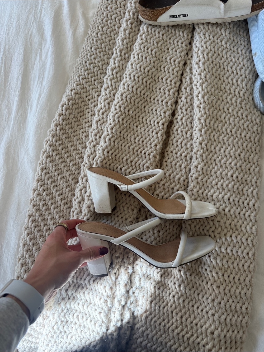 Madden Girl White Strappy Block Heel Sandals